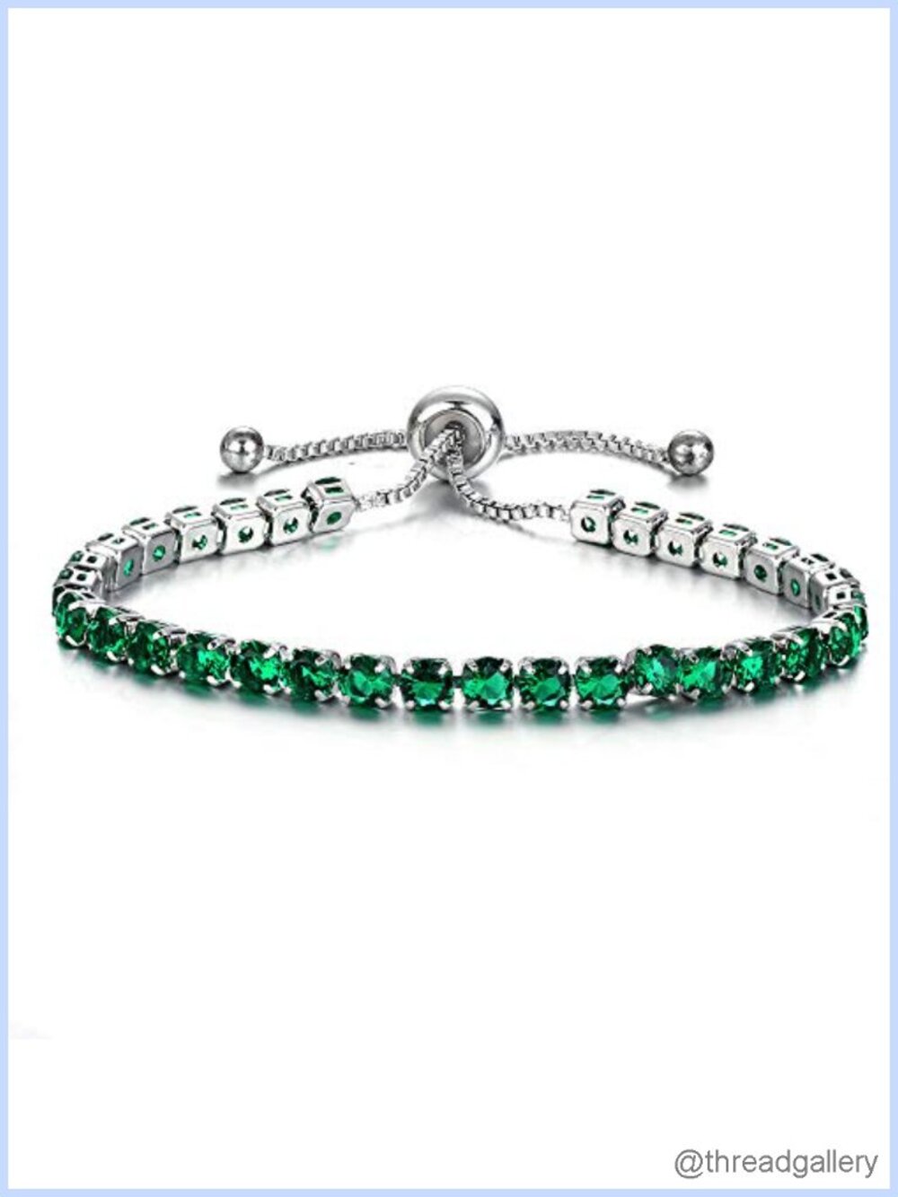 14K White Gold Plated Adjustable Tennis Bracelet Cubic Zirconia Gift Box